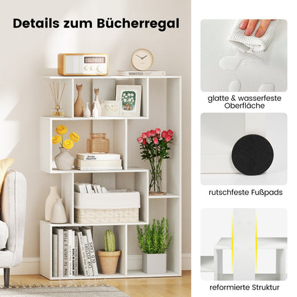 Würfelregal mit 6 Fächern in Weiß mit Kippschutz