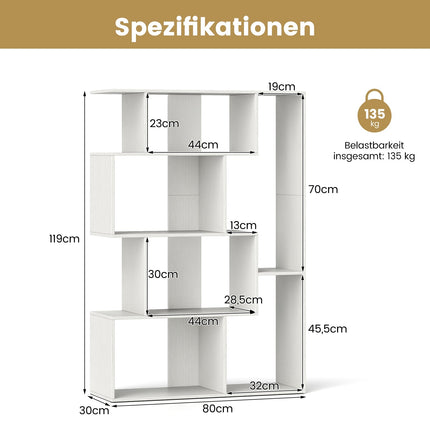 Würfelregal mit 6 Fächern in Weiß mit Kippschutz
