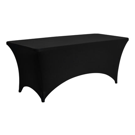 6 Ft Fitted Stretch Spandex Tablecloths, Black 3 Pack