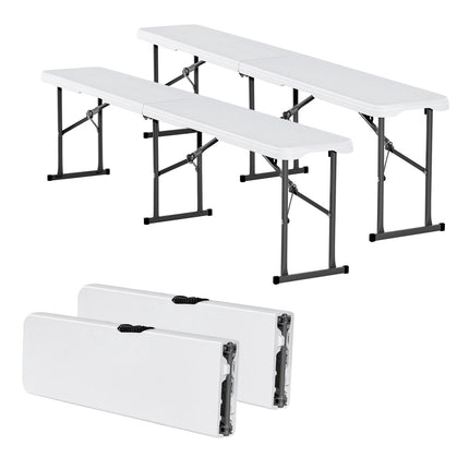 6 Ft Folding Bench, HDPE Seat, 2-Pack, White