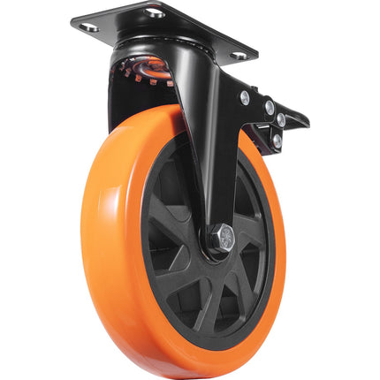 6 Inch Swivel Plate Casters, 4 Pack, PVC, Locking