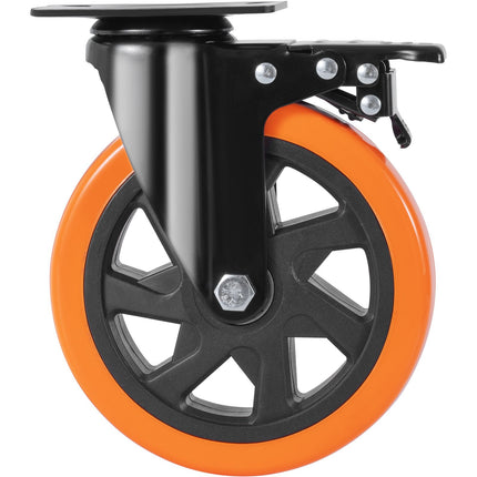 6 Inch Swivel Plate Casters, 4 Pack, PVC, Locking