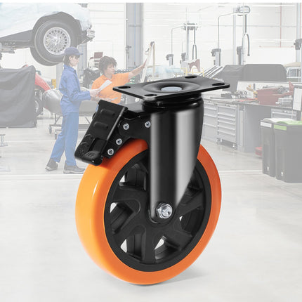 6 Inch Swivel Plate Casters, 4 Pack, PVC, Locking