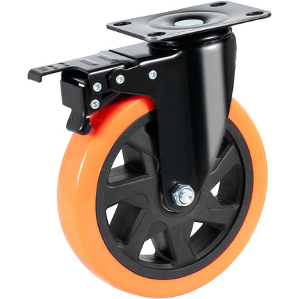 6 Inch Swivel Plate Casters, 4 Pack, PVC, Locking