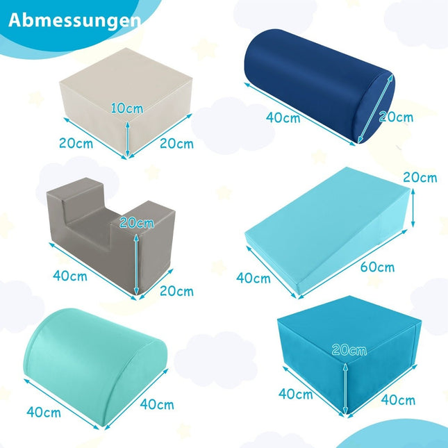 6 Stk. Schaumstoffbausteine Riesenbausteine zum Toben und Klettern Weiche Bausteine aus marineblauem Schaumstoff