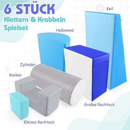 6 tlg. Schaumstoffbausteine, Riesenbausteine zum Toben und Klettern, blau