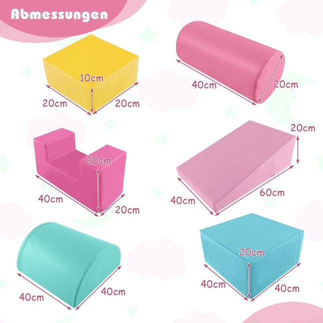 6 pièces. Blocs de construction en mousse, blocs de construction géants pour courir et grimper, rose foncé