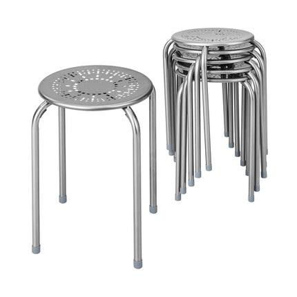 6er-Pack stapelbare Metallhocker im Gänseblümchen-Design – Grau