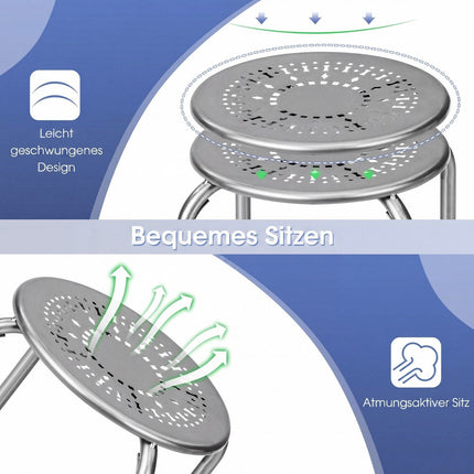 6er-Pack stapelbare Metallhocker im Gänseblümchen-Design – Grau