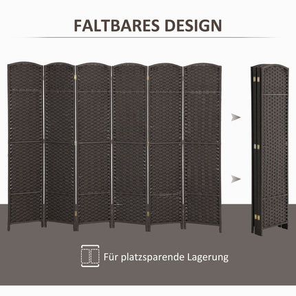 6-teiliger faltbarer Raumteiler, braun, Polypropylen