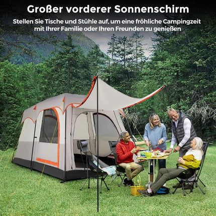 6-Personen-Zelt mit Raumteiler und Regenschutz
