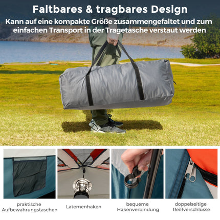Tente de camping 6 personnes avec séparateur et double toit, bleue