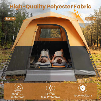 Tente cabine instantanée 6 personnes avec double-toit et sac de transport