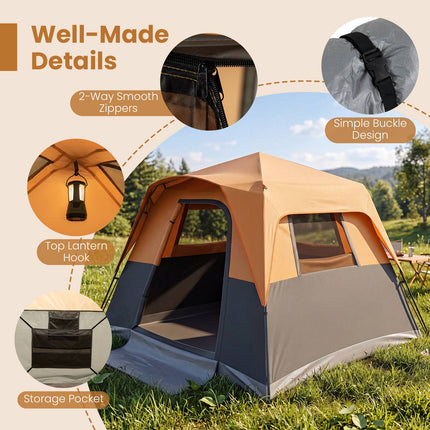 Tente cabine instantanée 6 personnes avec double-toit et sac de transport