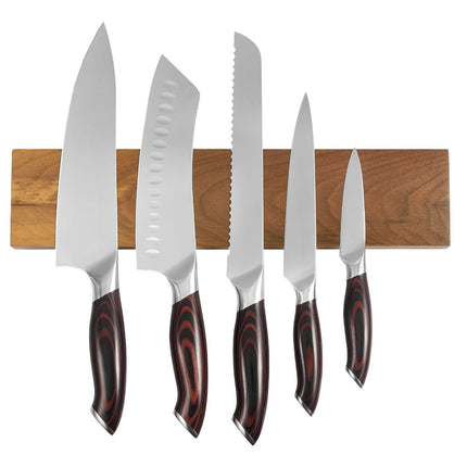 6-Piece Kitchen Knife Set – Damascus Steel, Magnetic Holder