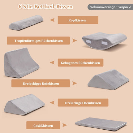 6-teiliges Memory Foam Keilkissen-Set zur Schmerzlinderung