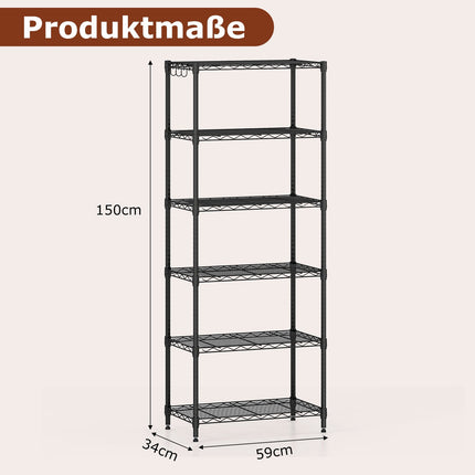 Étagère de rangement métallique réglable à 6 niveaux - Robuste
