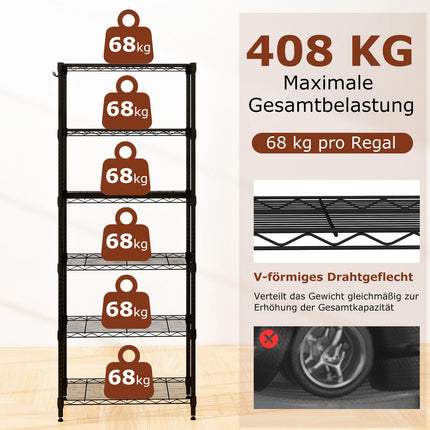 Étagère de rangement métallique réglable à 6 niveaux - Robuste