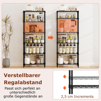 Étagère de rangement métallique réglable à 6 niveaux - Robuste