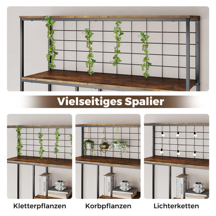 6-stöckiges Standregal mit Metallgitter, Rustikales Braun
