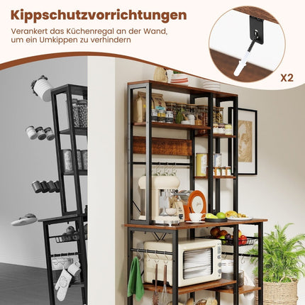 6-stöckiges Küchenregal mit Steckdose & Drahtkorb