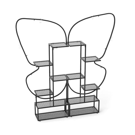 Support à plantes papillon en métal à 6 niveaux avec crochets - Noir