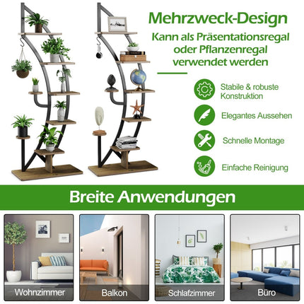 Support à plantes en métal à 6 niveaux, design demi-lune, lot de 2