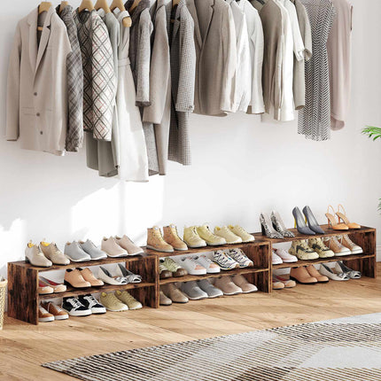 Étagère à chaussures rustique marron à 6 niveaux avec dispositif anti-basculement