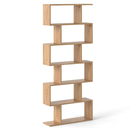 Étagère à livres en forme de S à 6 niveaux, séparateur autoportant, en bois