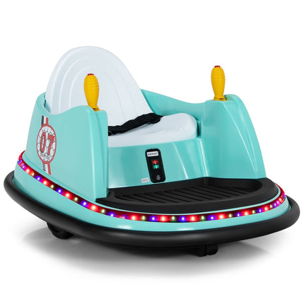 Voiture tamponneuse pour enfants 6V avec télécommande et rotation à 360°, verte