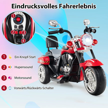 6V Kinder-Elektromotorrad mit Licht & Sound, Rot