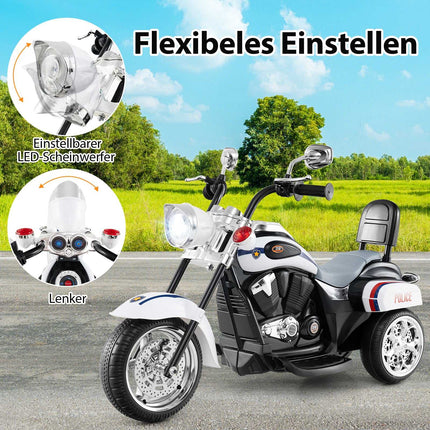 6V Kinder-Elektro-Polizeimotorrad, verstellbares Licht & Sound