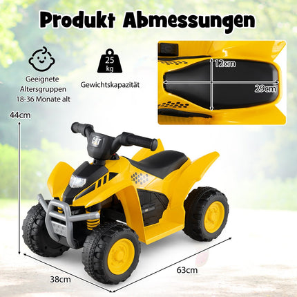 Quad électrique 6 V pour enfants avec phares à LED, 18-36 mois