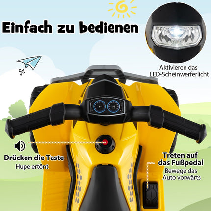 Quad électrique 6 V pour enfants avec phares à LED, 18-36 mois