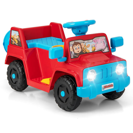 6V Kinder-Elektroauto mit Sound, LED-Leuchten, Rot