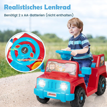 6V Kinder-Elektroauto mit Sound, LED-Leuchten, Rot