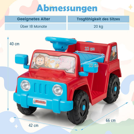 6V Kinder-Elektroauto mit Sound, LED-Leuchten, Rot