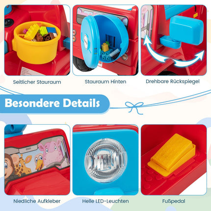6V Kinder-Elektroauto mit Sound, LED-Leuchten, Rot