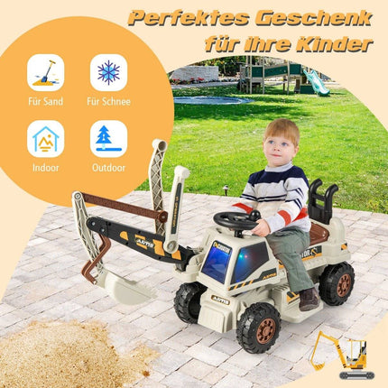 Pelle siège enfant 6V avec pelle rotative & réglable & musique noir + gris