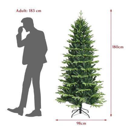 Sapin de Noël artificiel de 1,80 m, articulé, support en métal