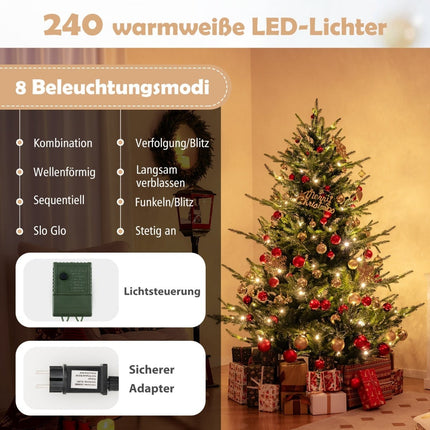 180 cm künstlicher Weihnachtsbaum mit 240 LED-Lichtern