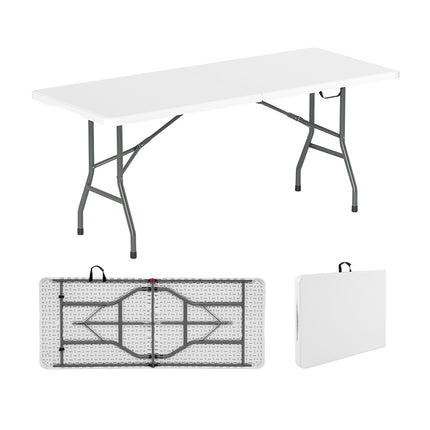 Table pliante de 1,83 m (6 pi), plateau en PEHD, capacité de charge de 159 kg (350 lb), blanche