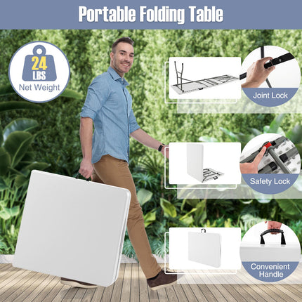 Table pliante de 1,83 m (6 pi), plateau en PEHD, capacité de charge de 159 kg (350 lb), blanche