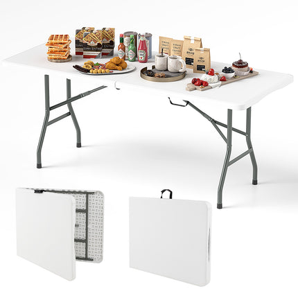 Table pliante de 1,83 m (6 pi), plateau en PEHD, capacité de charge de 159 kg (350 lb), blanche