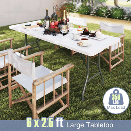 Table pliante de 1,83 m (6 pi), plateau en PEHD, capacité de charge de 159 kg (350 lb), blanche