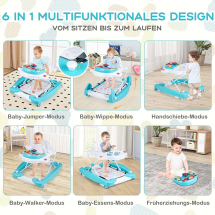 Trotteur bébé réglable 6 en 1 avec tableau musical, vert