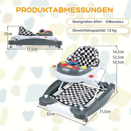 6-in-1 Babywalker mit abnehmbarem Spielbrett, Grau