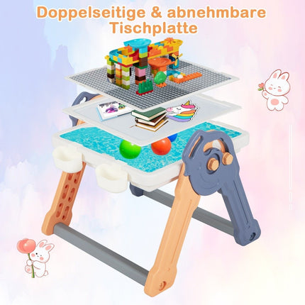 Table pliante pour enfants 6 en 1 avec chaise et chevalet, table de jeu avec plateau double face et amovible
