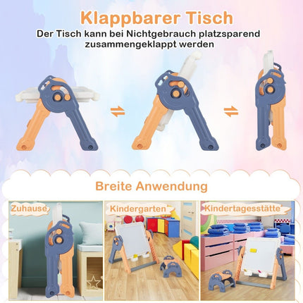 Table pliante pour enfants 6 en 1 avec chaise et chevalet, table de jeu avec plateau double face et amovible