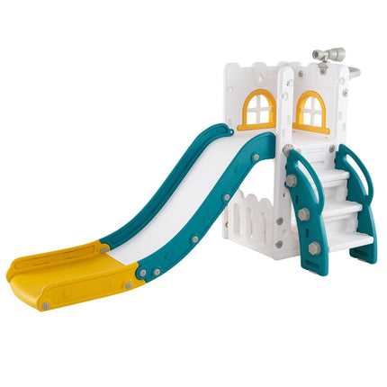 6-in-1 Kleinkinderrutsche mit Basketballkorb & Teleskop